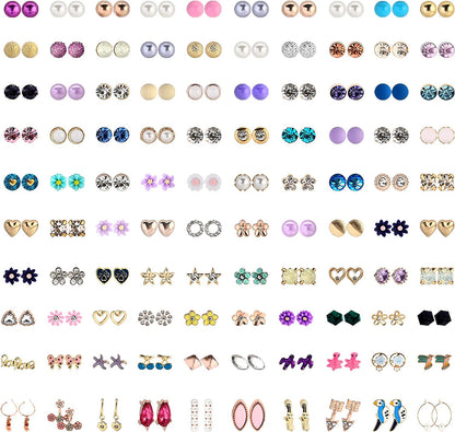 NEWITIN 100 Pairs Colorful Cute Stud Earrings for Girls Hypoallergenic Earrings Stainless Steel Earrings for Women Apparel & Accessories > Jewelry > Earrings NEWITIN Glittering Girl  