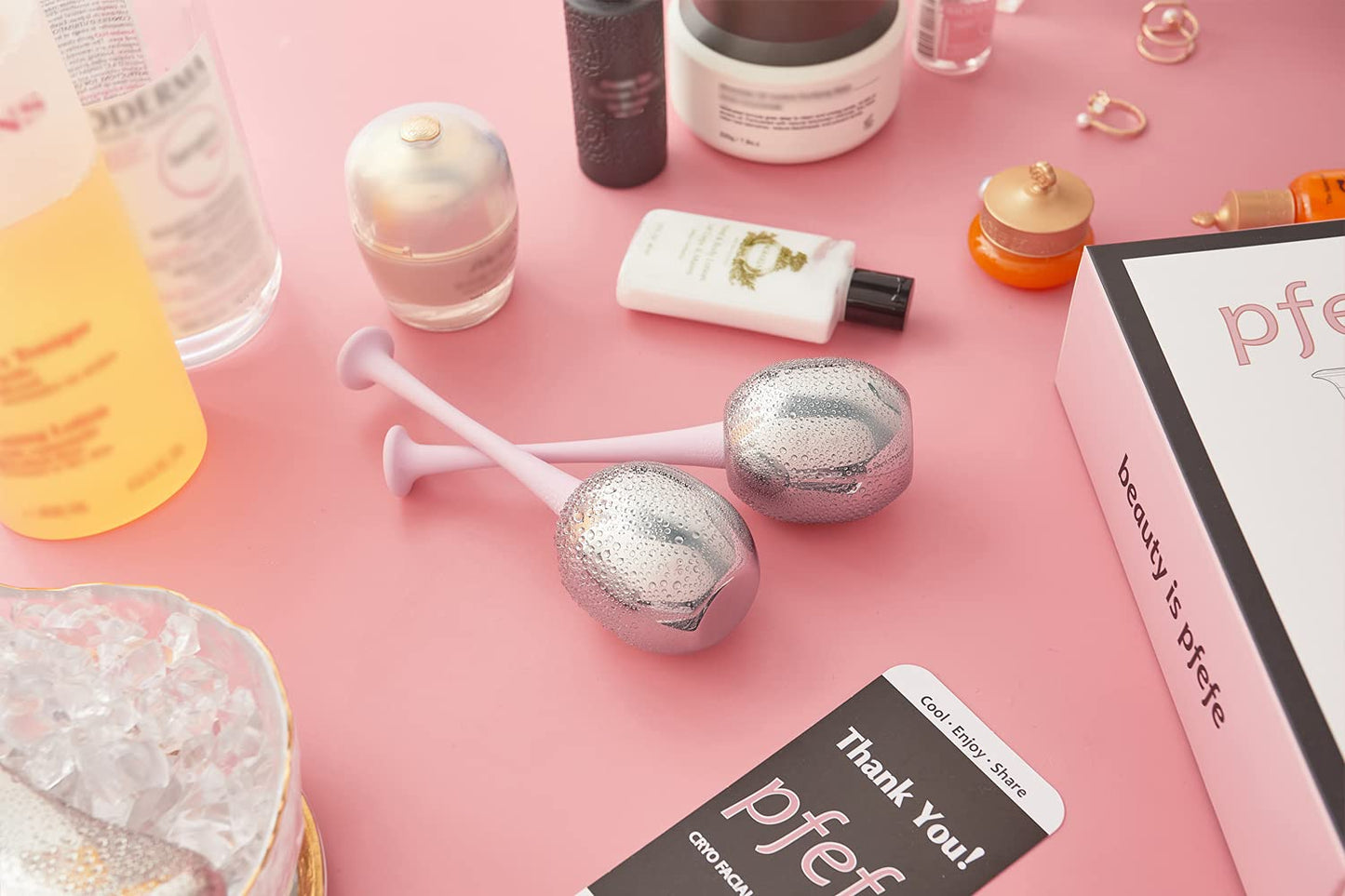 Ice Globes Facial Skin Care Freeze Tools for Women Face & Eyes, Stainless Steel Face Beauty Cryo Sticks Roller for Girls Ladies, Cooling Spa Globes with Storage Case Health & Beauty > Personal Care > Cosmetics > Cosmetic Tools > Skin Care Tools pfefe   