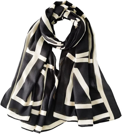 JERLA Women'S Scarves Lady Light Soft Fashion Solid Scarf Wrap Shawl Plaid Scarf Apparel & Accessories > Clothing Accessories > Scarves & Shawls JERLA Black Line  