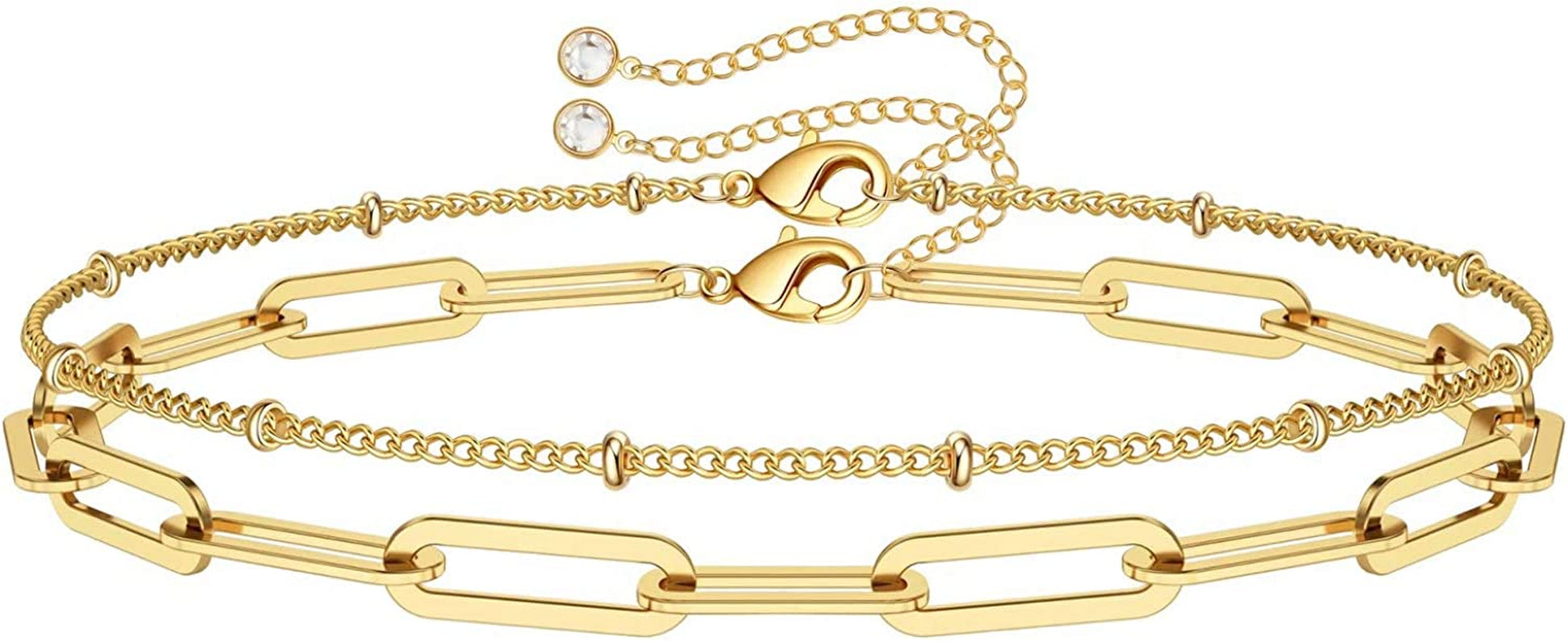 Dainty Gold Bracelets for Women, 14K Gold Filled Adjustable Layered Bracelet Cute Evil Eye Oval Chain Pearl Bar Turtle Gold Bracelets for Women Jewelry Apparel & Accessories > Jewelry > Bracelets Turandoss "Beads Chain&Oval chain  