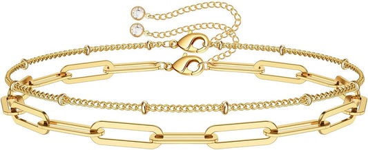 Dainty Gold Bracelets for Women, 14K Gold Filled Adjustable Layered Bracelet Cute Evil Eye Oval Chain Pearl Bar Turtle Gold Bracelets for Women Jewelry Apparel & Accessories > Jewelry > Bracelets Turandoss "Beads Chain&Oval chain  