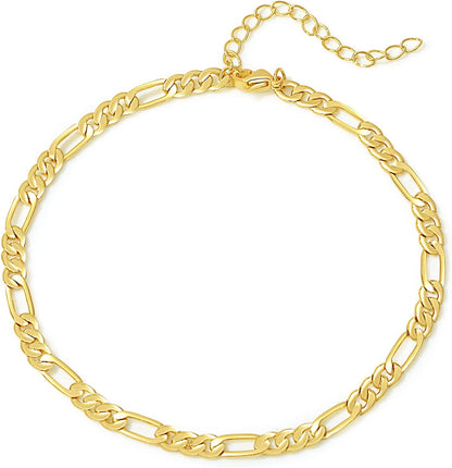 Dainty Gold Chain Anklet,Simple Delicate Figaro Chain Ankelt,Curb Chain Anklet,Coin Chain Anklet,Satellite Chain Anklet,Link Chain Ankle Bracelet,Chain Anklets for Women Apparel & Accessories > Jewelry > Anklets DeScount Figaro Chain  