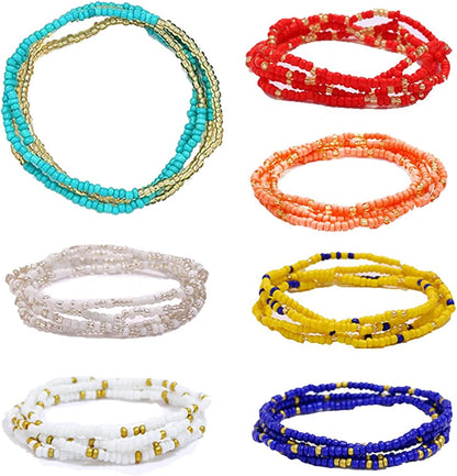 Palotay 16PCS Waist Beads for Women African Waist Beads Chain Colorful Belly Beads Body Chain for the Waist Elastic Stomach Beads Summer Beach Bikini Jewelry Waist Beads Set Apparel & Accessories > Jewelry > Body Jewelry Palotay 7pcs  