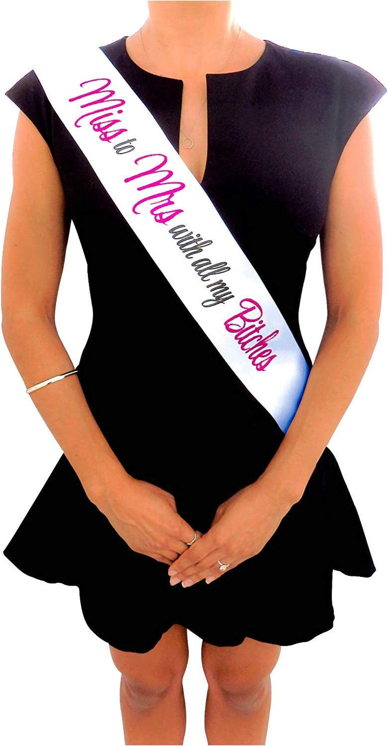 Naughty Bachelorette White Sash - Bachelorette Party Favors, Supplies, Ideas, and Decorations Apparel & Accessories > Clothing Accessories > Sashes Sterling James Company   
