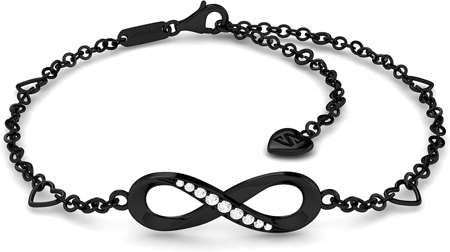 SERASAR | Infinity Sign Anklet [Infinity] for Ladies | 925 Sterling Silver with 18Ct Genuine Gold Plating | Adjustable Length | Jewellery Box Included Apparel & Accessories > Jewelry > Anklets SERASAR Black  