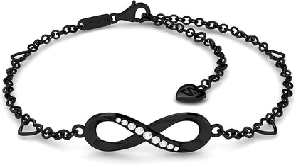 SERASAR | Infinity Sign Anklet [Infinity] for Ladies | 925 Sterling Silver with 18Ct Genuine Gold Plating | Adjustable Length | Jewellery Box Included Apparel & Accessories > Jewelry > Anklets SERASAR Black  