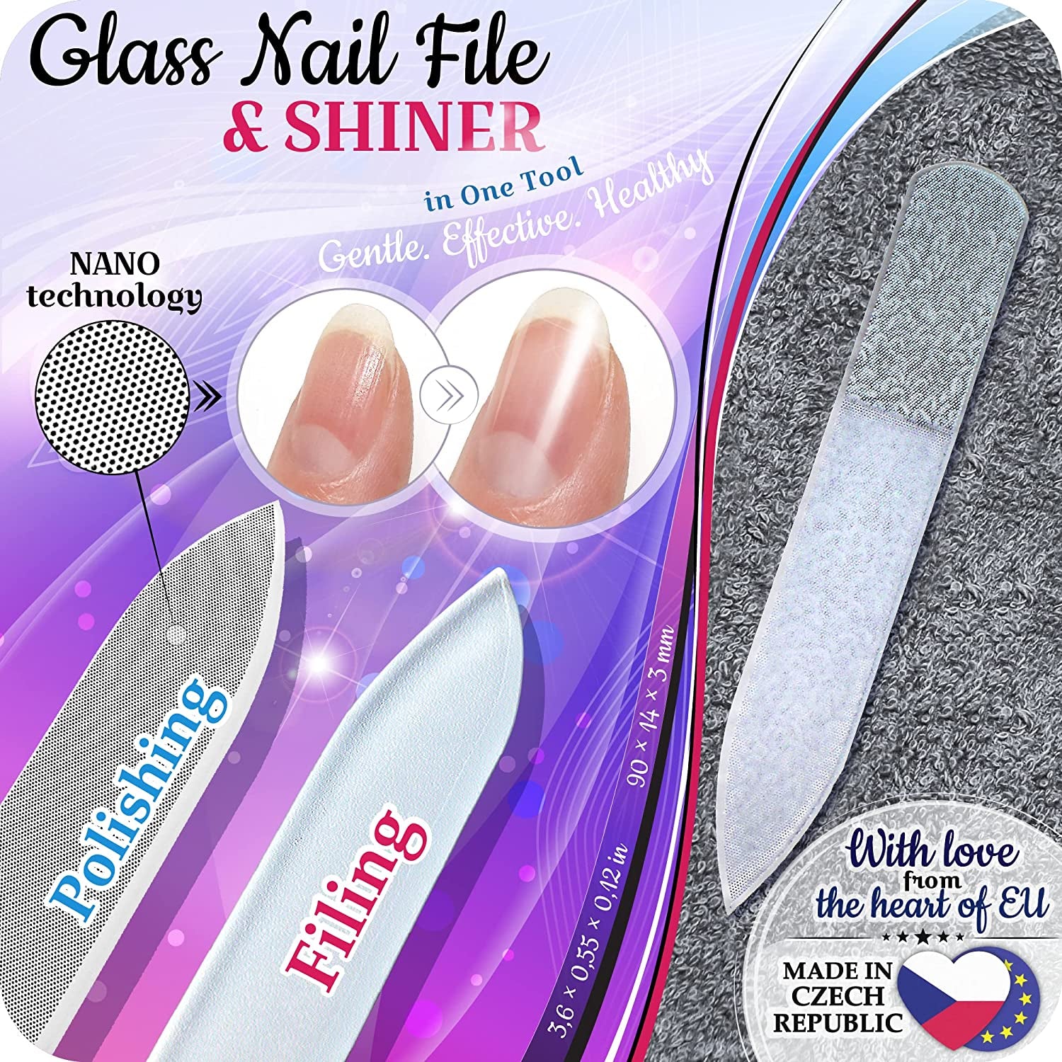 Genuine Czech Glass Nail File Set - Multi-Functional Shiner Buffer, Callus Remover Foot Rasp, Precision Filing Cuticle Pusher, Etched Surface, Manicure & Pedicure, Professional Care, Quality by GLADZY Health & Beauty > Personal Care > Foot Care Gladzy   