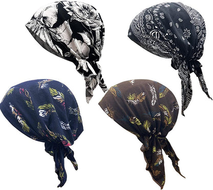 Pre Tied Head Covers Sets Chemo Beanies for Women Slip on Lightweight Chemo Bandana Turban Apparel & Accessories > Clothing Accessories > Headwear JarseHera 4 Pair,campaign 15 One Size 