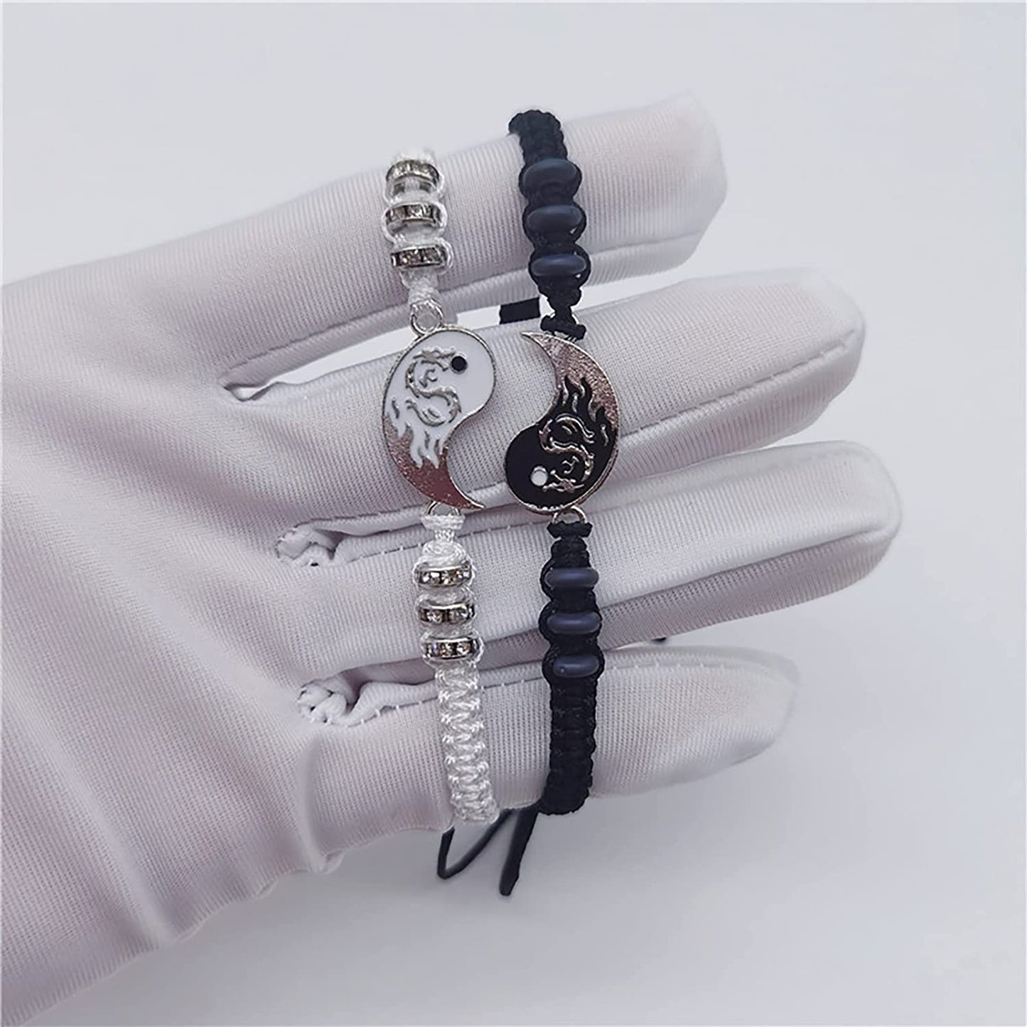 Link Chain Bracelets for Women Men Best Friend Bracelets 2 Matching Yin and Yangs Adjustable Rope Bracelets for Friendship Relationship Boyfriend Trendy Dainty Simple Fashion Style (A, One Size) Apparel & Accessories > Jewelry > Bracelets Generic   
