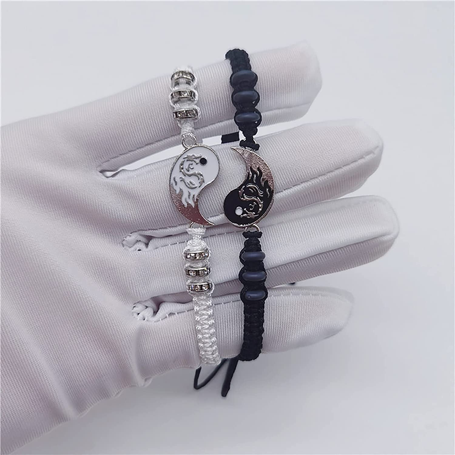 Link Chain Bracelets for Women Men Best Friend Bracelets 2 Matching Yin and Yangs Adjustable Rope Bracelets for Friendship Relationship Boyfriend Trendy Dainty Simple Fashion Style (A, One Size) Apparel & Accessories > Jewelry > Bracelets Generic   