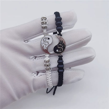 Link Chain Bracelets for Women Men Best Friend Bracelets 2 Matching Yin and Yangs Adjustable Rope Bracelets for Friendship Relationship Boyfriend Trendy Dainty Simple Fashion Style (A, One Size) Apparel & Accessories > Jewelry > Bracelets Generic   