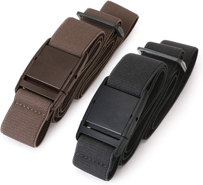 No Show Women Stretch Belt Invisible Elastic Web Strap Belt with Flat Buckle for Jeans Pants Dresses Apparel & Accessories > Clothing Accessories > Belts KYLIE MAX E-black+coffee Suit for US Size 0-16 