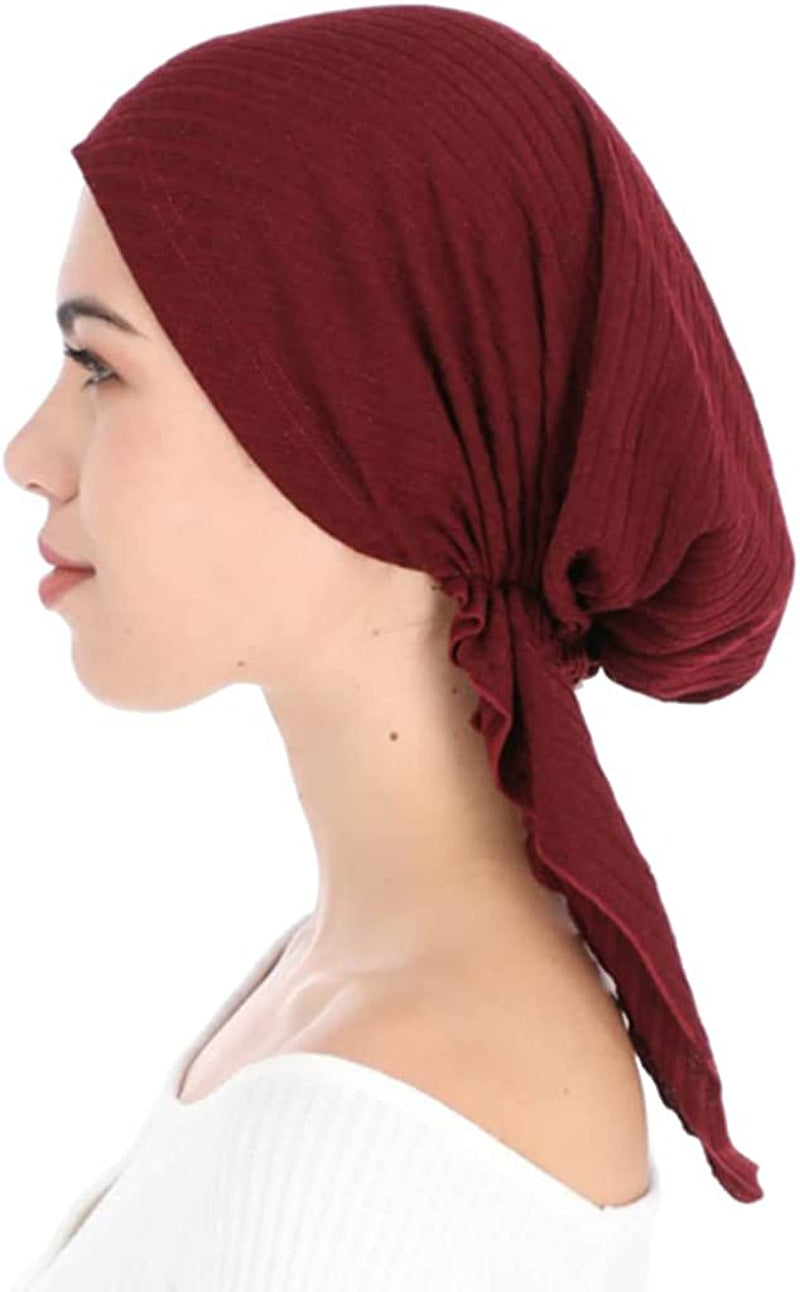 Madison Headwear Pretied Head Scarves for Women Featuring a Unique Sparkly Foil Finish and Stretchy Ribbed Fabric Apparel & Accessories > Clothing Accessories > Headwear Madison Headwear Solid Burgundy  