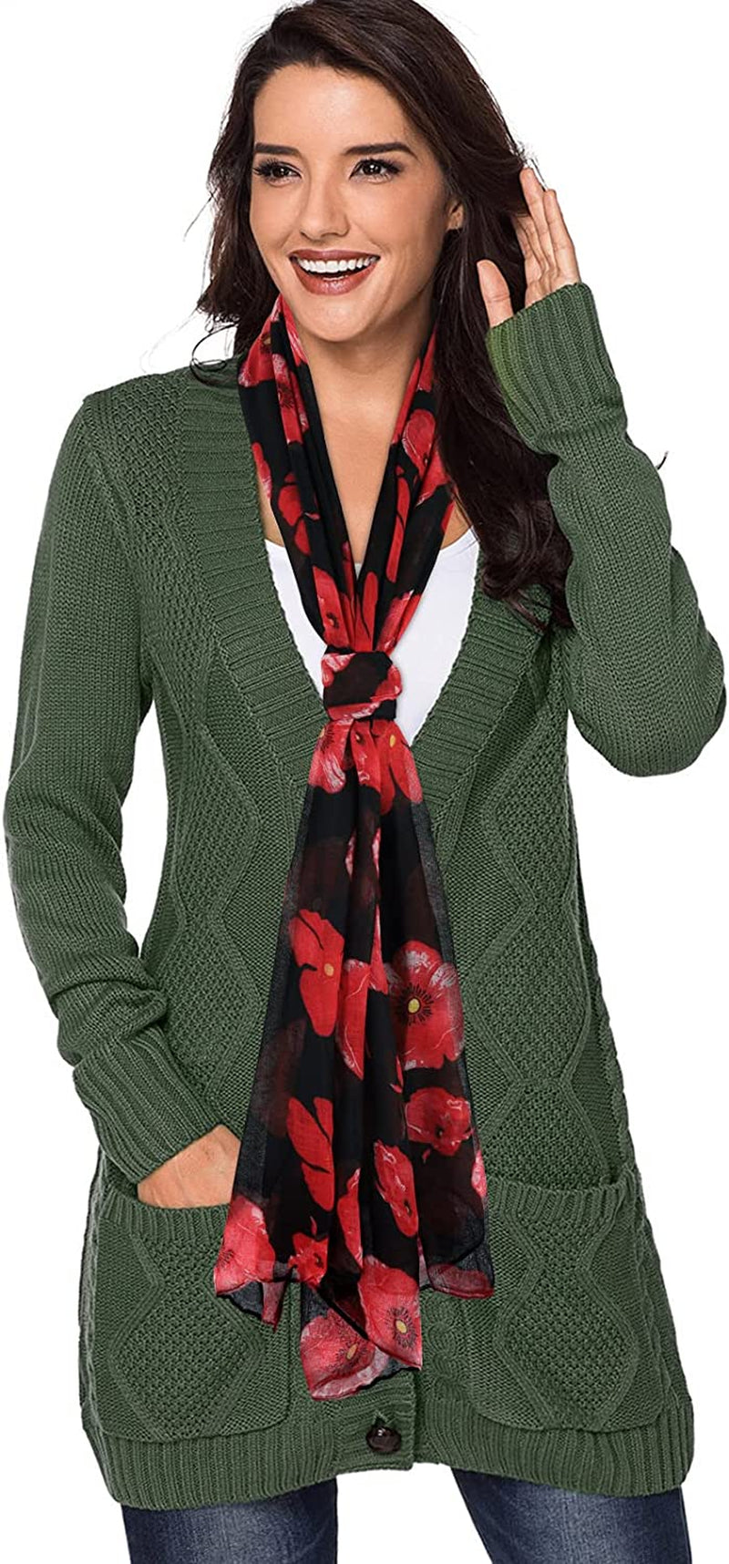 GERINLY Red Poppy Flower Scarfs for Women Lightweight Florals Shawl Wraps Spring Travel Accessory Apparel & Accessories > Clothing Accessories > Scarves & Shawls GERINLY   