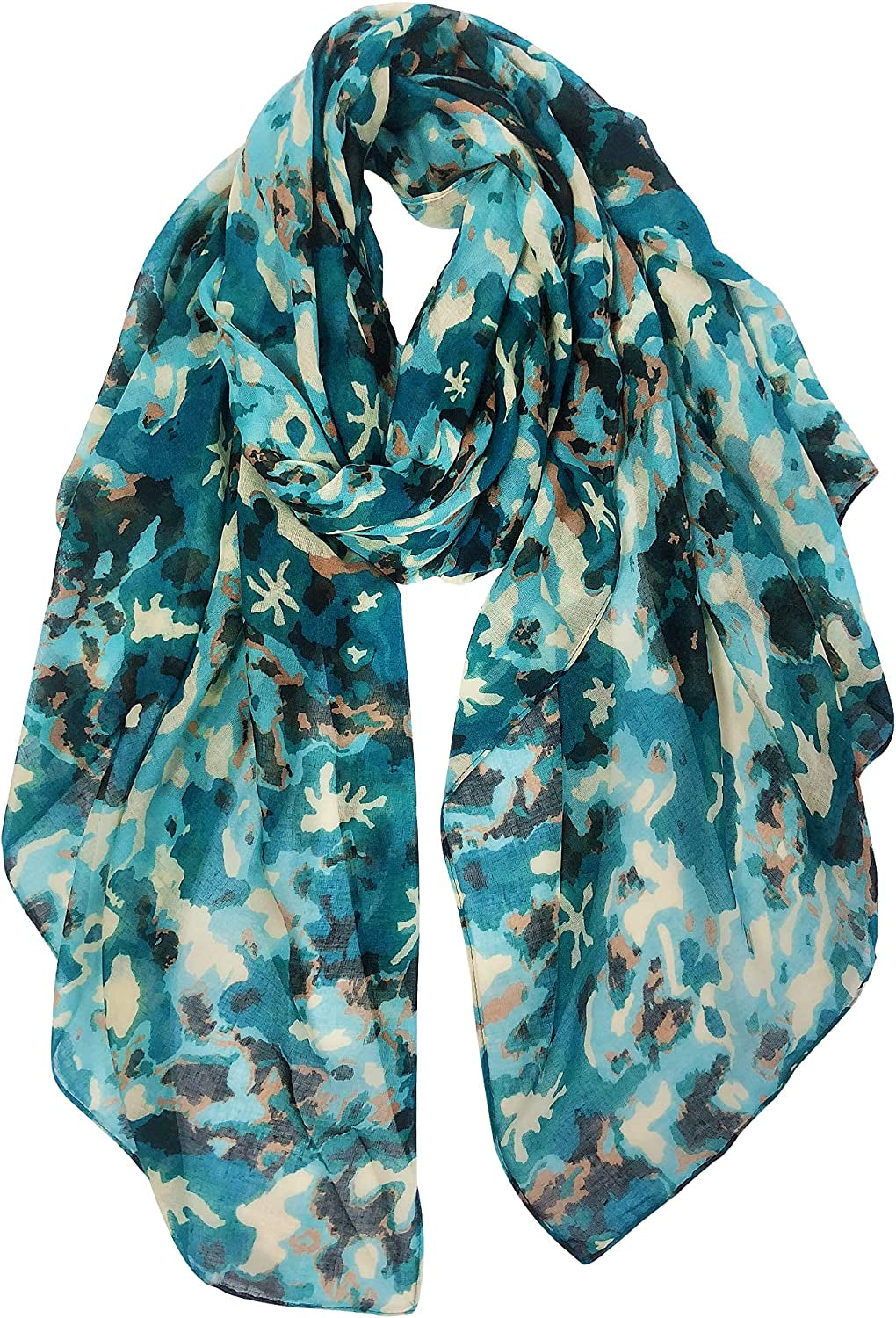 GERINLY Scarves - Lightweight Summer Travel Scarf Camouflage Print Shawl Wrap Apparel & Accessories > Clothing Accessories > Scarves & Shawls GERINLY C-beigeblue  