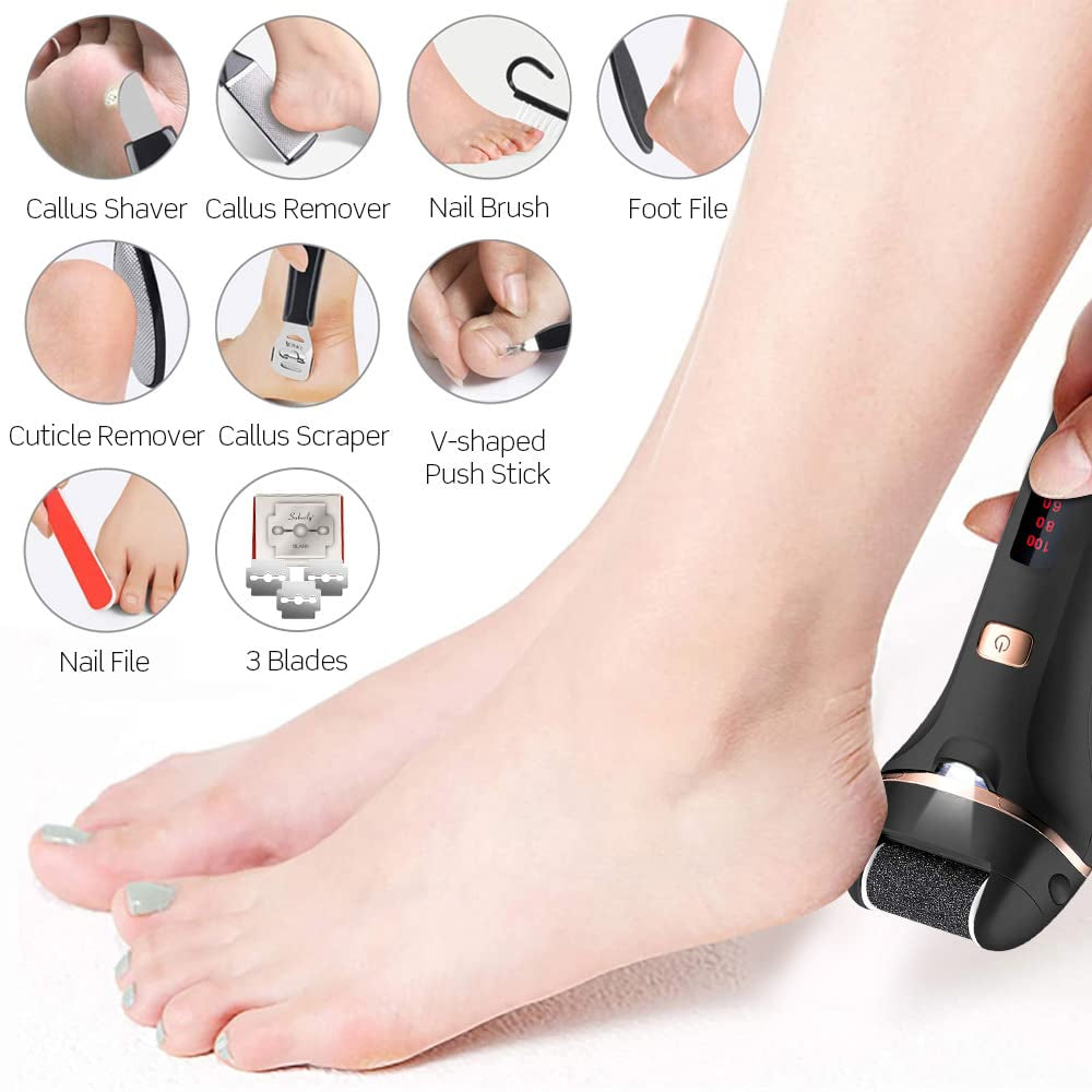 Electric Foot File Callus Remover, Rechargeable Callous Removers for Feet, Professional Foot Care Kit Foot Rasp Dead Skin Remover Pedicure Kit with Power Display for Men Women Salon or Home Best Gift Health & Beauty > Personal Care > Foot Care iToncs   