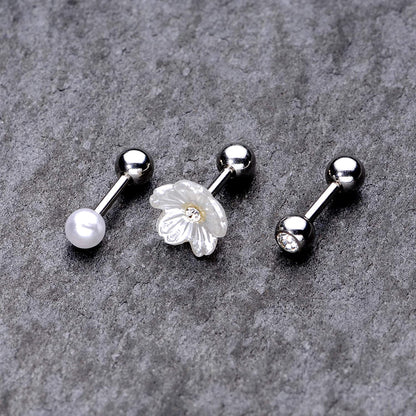 Body Candy 3Pc 16G Womens 316L Stainless Steel Flower Cartilage Earring Helix Tragus Jewelry Set 1/4" Apparel & Accessories > Jewelry > Body Jewelry Body Candy   