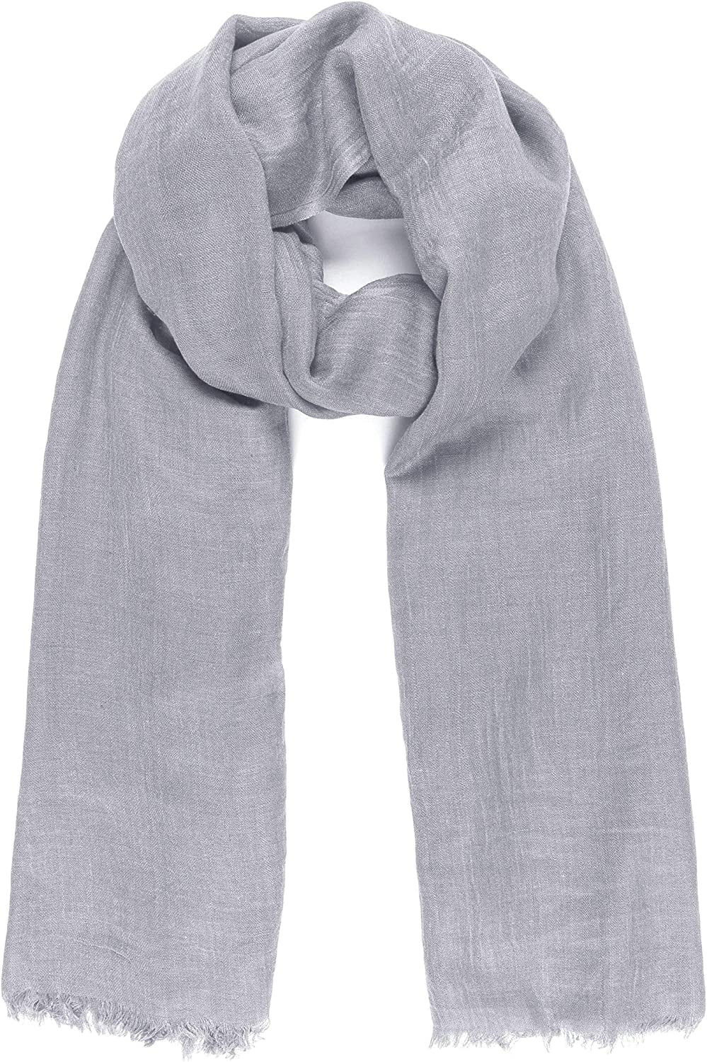 Scarfs for Women Fashion Lightweight Solid Colors Wrap Shawl for Fall Winter Apparel & Accessories > Clothing Accessories > Scarves & Shawls MIMOSITO 2 Fringed Edges, Gray  
