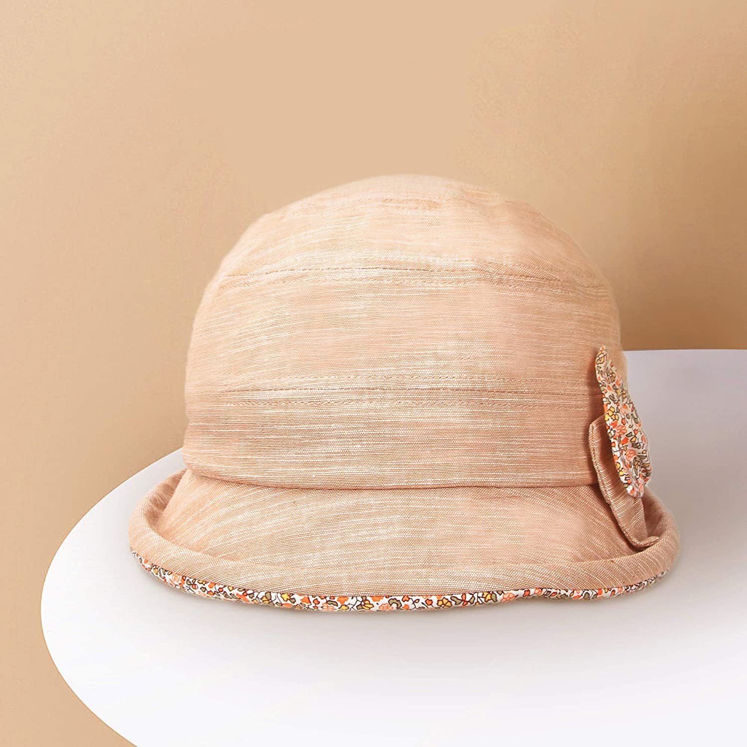 CACUSS Women'S Foldable Floral Bucket Hat Rolled Brim with Bowknot Apparel & Accessories > Clothing Accessories > Hats CACUSS   