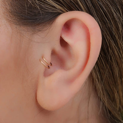 Double Tragus Hoop Ring One Piercing - Gold Filled Tragus Spiral Hoop - 20 Gauge Cartilage Loop Twist - Body Jewelry Rings for Women Men Apparel & Accessories > Jewelry > Body Jewelry Peachy Women   