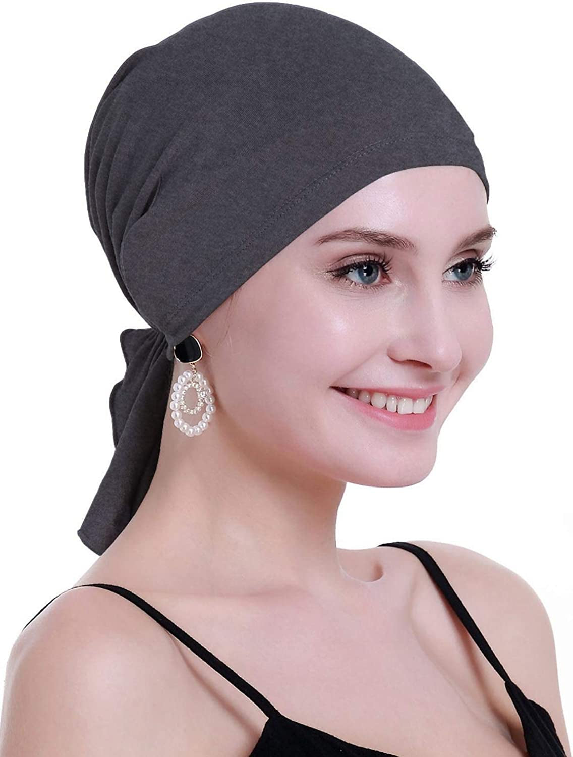Osvyo Bamboo Chemo Headscarf for Women Hair Loss - Cancer Slip on Headwear Turbans Sealed Packaging Apparel & Accessories > Clothing Accessories > Headwear osvyo Bamboo Dark Flecking Grey One Size 