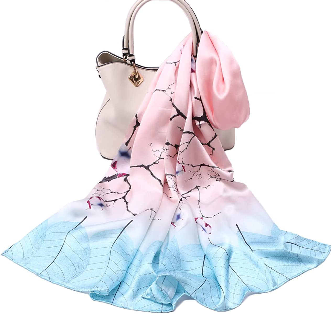 Women'S Mulberry Silk Scarf Floral Print Satin Long Scarf Wrap Shawl Apparel & Accessories > Clothing Accessories > Scarves & Shawls Smi&Love   