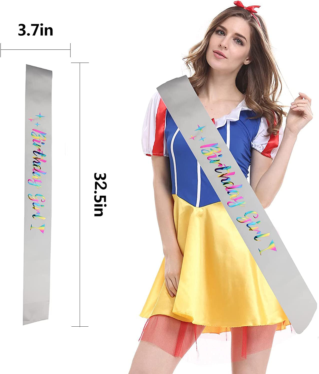 Memeyou Birthday Girl Sash,Birthday Sash for Women, Glitter Colorful Satin White Sash,Happy Birthday Princess Gifts for Little Girls,Sweet Funny Party Supplies Accessories for Kids Apparel & Accessories > Clothing Accessories > Sashes memeyou   
