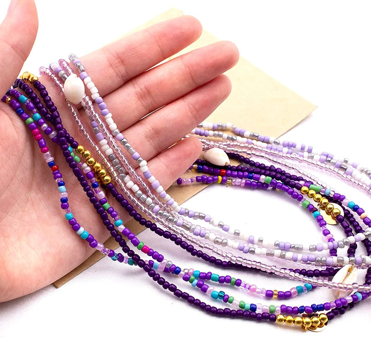 Palotay 16PCS Waist Beads for Women African Waist Beads Chain Colorful Belly Beads Body Chain for the Waist Elastic Stomach Beads Summer Beach Bikini Jewelry Waist Beads Set Apparel & Accessories > Jewelry > Body Jewelry Palotay   
