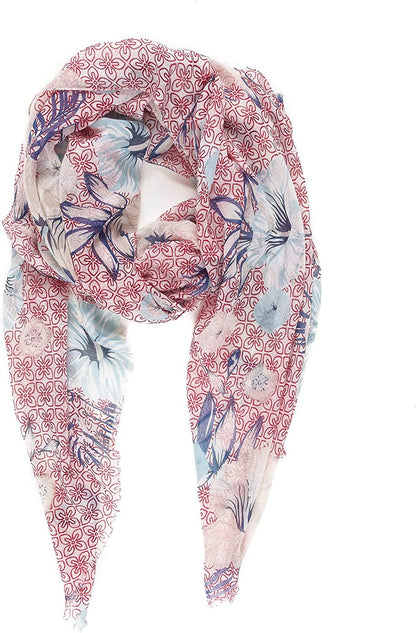 Scarf for Women Lightweight Floral Flower Scarves for Spring Spring Fall Winter Shawl Wrap Apparel & Accessories > Clothing Accessories > Scarves & Shawls MELIFLUOS DESIGNED IN SPAIN Barcelona Collection 9 - Red Geometric Flower  
