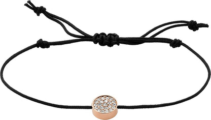 Fossil Women'S Stainless Steel and Genuine Leather Bracelet Apparel & Accessories > Jewelry > Bracelets Fossil Sadie Rose Gold/Black  