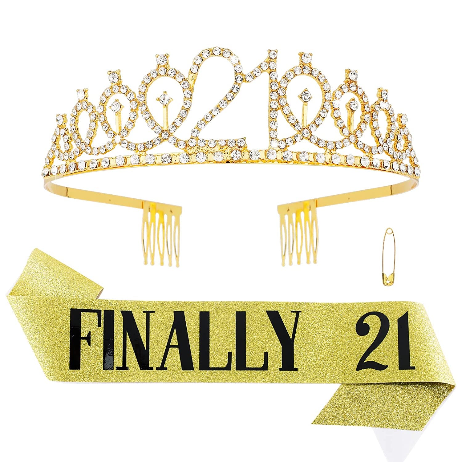 Sweet 16 Birthday Decorations Purple, 16Th Birthday Gifts for Girls, Sweet 16 Crown and Sash, 16Th Birthday Sash, Sweet 16 Sash and Tiara, Birthday Girl, Happy 16Th Birthday Party Supplies Cake Topper Apparel & Accessories > Clothing Accessories > Sashes CIEHER 21th Sash & Tiara Set  