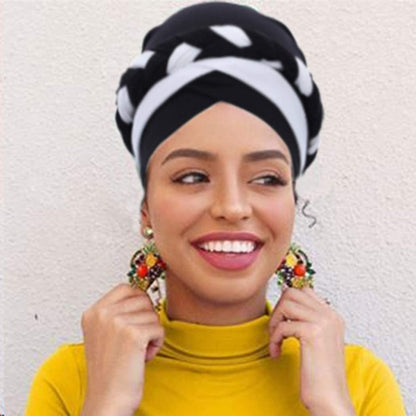 Woeoe African Head Wraps Stretch Braid Chemo Hat Cap Print Pre-Tied Head Turbans Headwear for Women and Girls Apparel & Accessories > Clothing Accessories > Headwear Woeoe   
