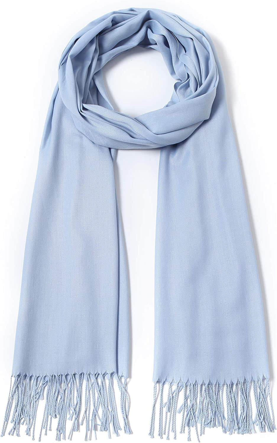 Pashmina Shawls and Wraps Large Scarfs for Women Wedding Party Bridal Long Fashion Solid Shawl Wrap with Fringes Apparel & Accessories > Clothing Accessories > Scarves & Shawls Cindy & Wendy Light Blue  