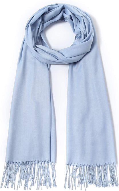 Pashmina Shawls and Wraps Large Scarfs for Women Wedding Party Bridal Long Fashion Solid Shawl Wrap with Fringes Apparel & Accessories > Clothing Accessories > Scarves & Shawls Cindy & Wendy Light Blue  
