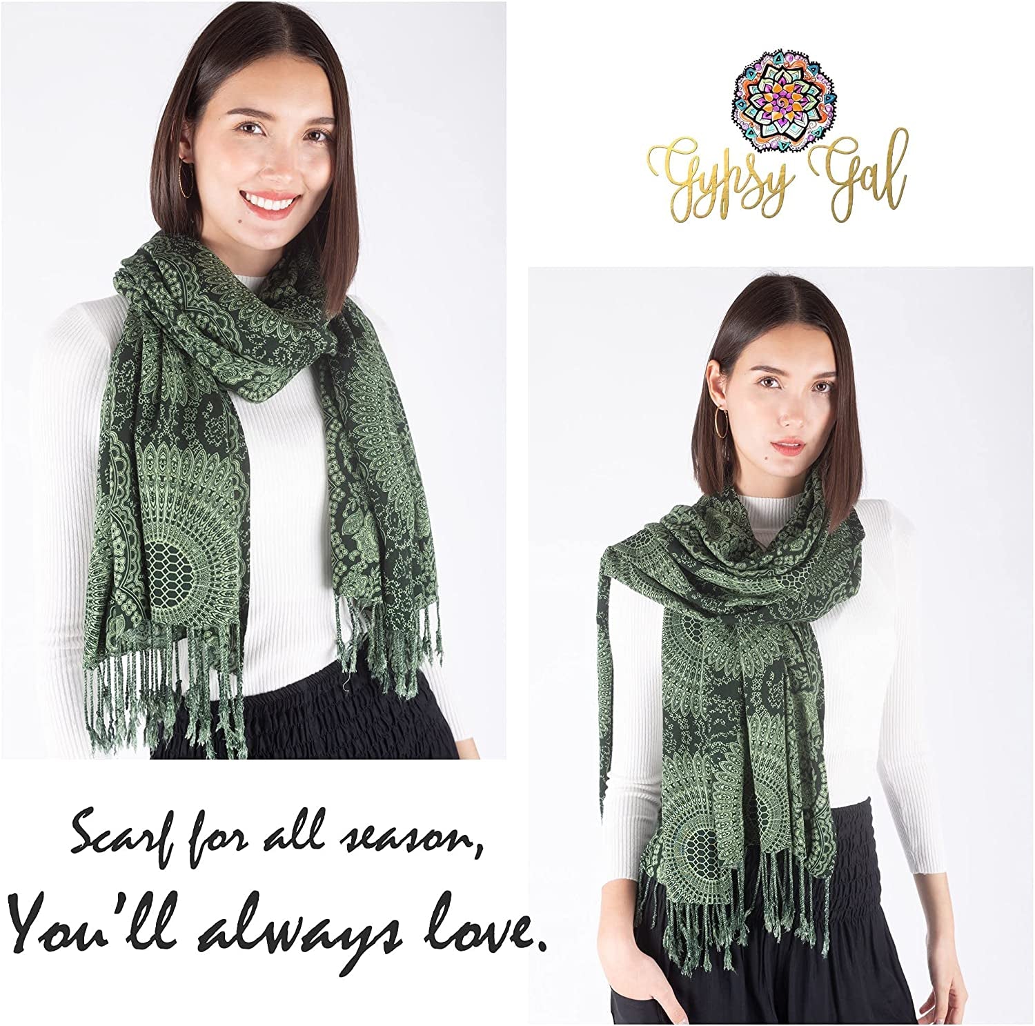 Gypsy Gal Pashmina Shawls and Wraps Scarves for Women in Large Soft Silky Rave Scarf Apparel & Accessories > Clothing Accessories > Scarves & Shawls GYPSY GAL   