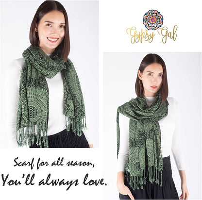 Gypsy Gal Pashmina Shawls and Wraps Scarves for Women in Large Soft Silky Rave Scarf Apparel & Accessories > Clothing Accessories > Scarves & Shawls GYPSY GAL   