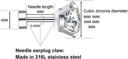 Cubic Zirconia Hypoallergenic Stud Earrings for Women Men Girls Statement Cartilage Fashion Surgical Steel Helix Earrings 5 Pairs Apparel & Accessories > Jewelry > Earrings Ayr   