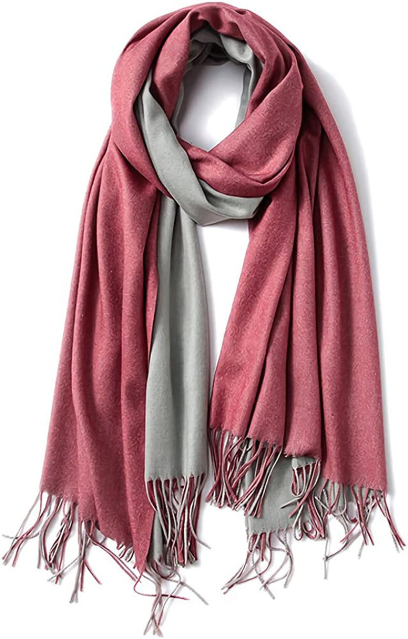 FORTREE Cashmere Feel Scarf - Lightweight Scarfs for Women, Large Soft 2 Tone Shawls and Wraps (10 Colors Available) Apparel & Accessories > Clothing Accessories > Scarves & Shawls FORTREE Fuscia and Grey  