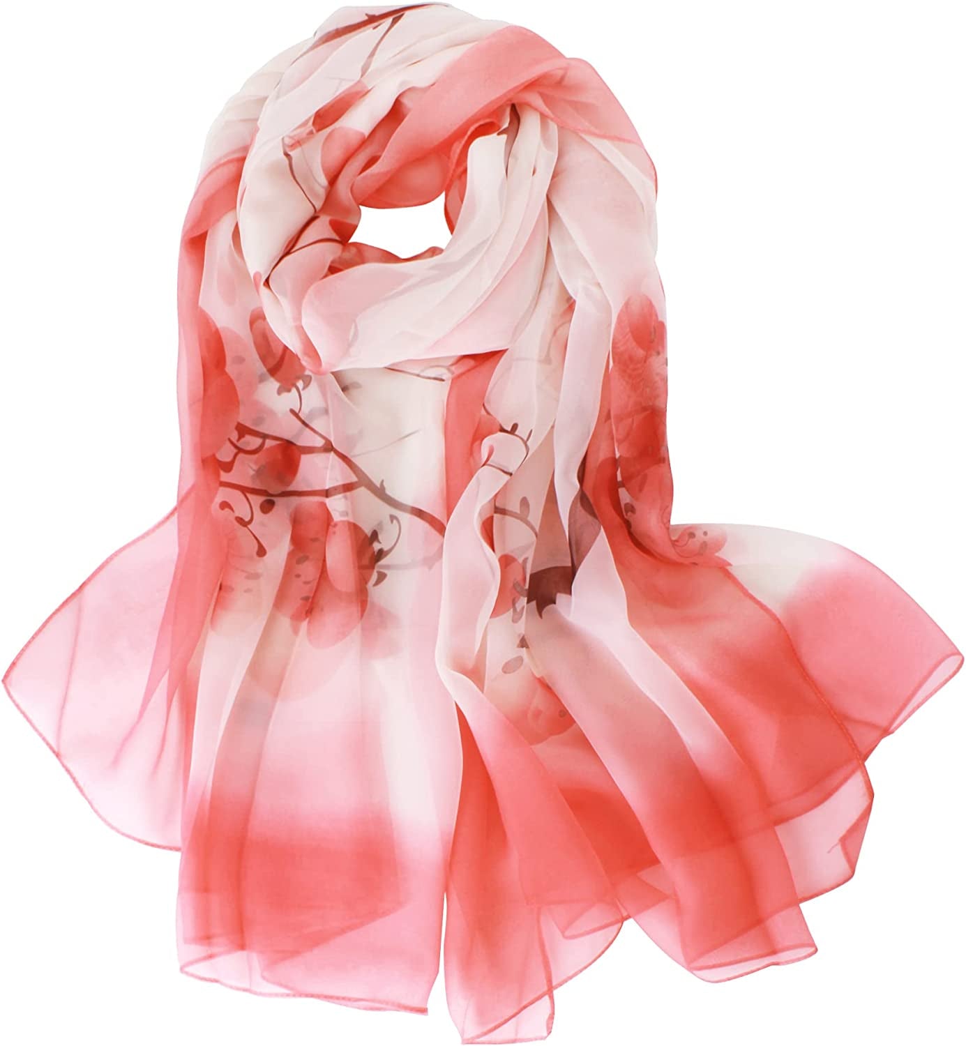 Van Caro Scarfs for Women Lightweight Floral Scarf Soft Long Fashion Scarves Sun-Proof Wrap Shawl Apparel & Accessories > Clothing Accessories > Scarves & Shawls Lobagve 6922 Peach Blossom-pink  