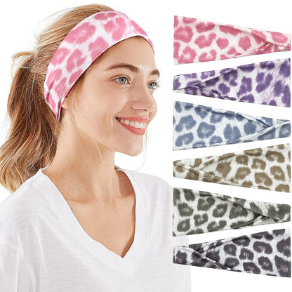 Headbands for Women, 6 PCS Yoga Running Sports Headbands Tie Dye Boho Pattern Elastic Non Slip Sweat Workout Hair Fashion Bands for Girls Apparel & Accessories > Clothing Accessories > Bandanas & Headties OFFTESTY Headbands Color-14  