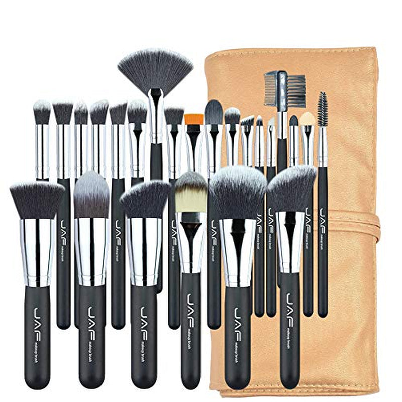 JAF 26Pcs Professional Large Pink Purple Makeup Brushes Set with Storage Case Vegan Synthetic Make up Brushes Set in Gold Bag Holder Cruelty Free Cosmetic Big Makeup Brushes & Tools Kit for Eye Face Contour Foundation Highlighter… Health & Beauty > Personal Care > Cosmetics > Cosmetic Tools > Makeup Tools JAF 24 black with gold case  