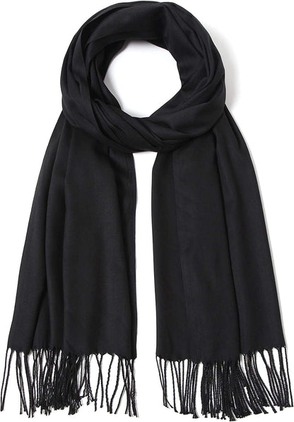 Pashmina Shawls and Wraps Large Scarfs for Women Wedding Party Bridal Long Fashion Solid Shawl Wrap with Fringes Apparel & Accessories > Clothing Accessories > Scarves & Shawls Cindy & Wendy Black  