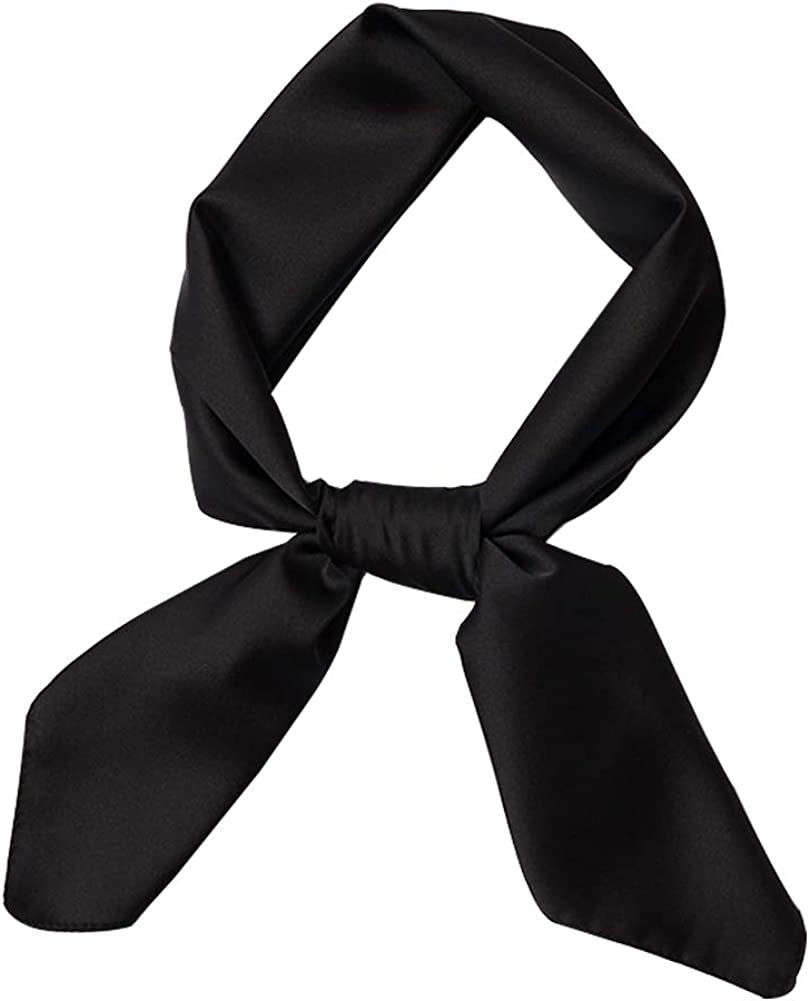 Women'S Fashion Soft Large Satin Square Chiffon Polyester Scarf Set Head Neck Multiuse Solid Colors Available Apparel & Accessories > Clothing Accessories > Bandanas & Headties Persmileful Pure Black  