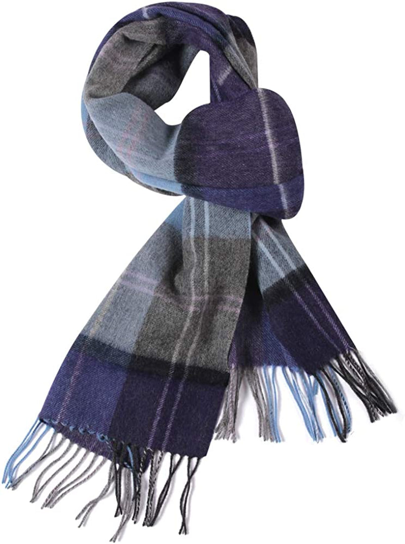 WAMSOFT 100% Pure Wool Scarf, Thick Long Plaid Scarf Winter Tartan Scarves for Men Women… Apparel & Accessories > Clothing Accessories > Scarves & Shawls WAMSOFT Dark Blue Plaid  