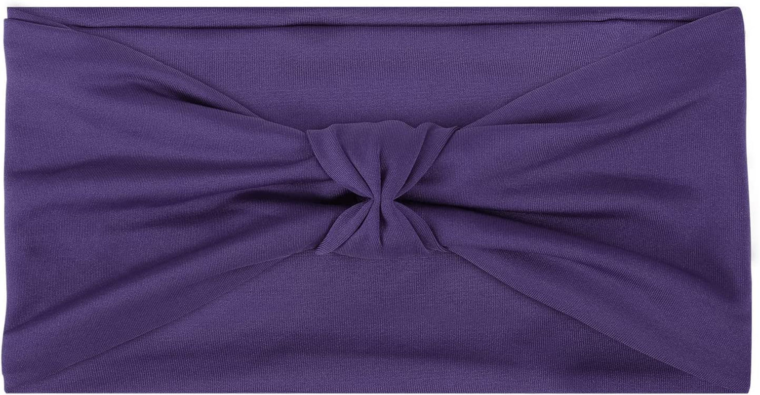 Moko Headband for Women, Versatile Turban Headband Hair Wrap Multi-Style Casual Sports Headwear, Stretchy Breathable Moisture Wicking Microfiber Head Wrap for Workout, Running, Yoga Apparel & Accessories > Clothing Accessories > Headwear MoKo Purple Elastic 
