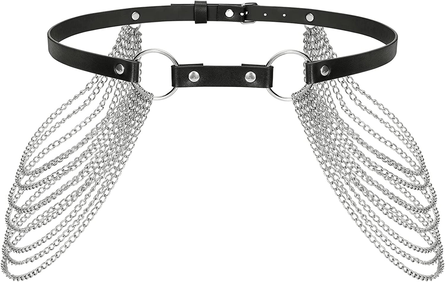 Punk Black Waist Chain Belt，Sansths 7 Layered Belly Body Chains Stylish Waist Belt Body Jewelry for Women and Girls (B-Black) Apparel & Accessories > Jewelry > Body Jewelry SANSTHS A-black11  