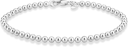 Miabella 925 Sterling Silver 3Mm round Bead Ball Chain Anklet Ankle Bracelet for Women Teen Girls, Jewelry Made in Italy Apparel & Accessories > Jewelry > Anklets Miabella Length 10 Inches (Medium)  
