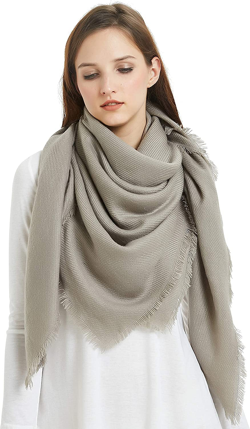 VIVIAN & VINCENT Soft Classic Luxurious Blanket Solid Color Square Scarf Wrap Apparel & Accessories > Clothing Accessories > Scarves & Shawls VIVIAN & VINCENT Grey  