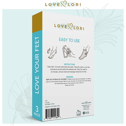 Foot Mask Moisturizing 3 Pairs by Love Lori – Ultra Hydrating Foot Mask for Dry Cracked Feet, (NON-PEEL) with Hyaluronic Acid, Shea Butter & Coconut Oil – Great Self Care Gifts for Women & Men Health & Beauty > Personal Care > Foot Care LOVE, LORI   