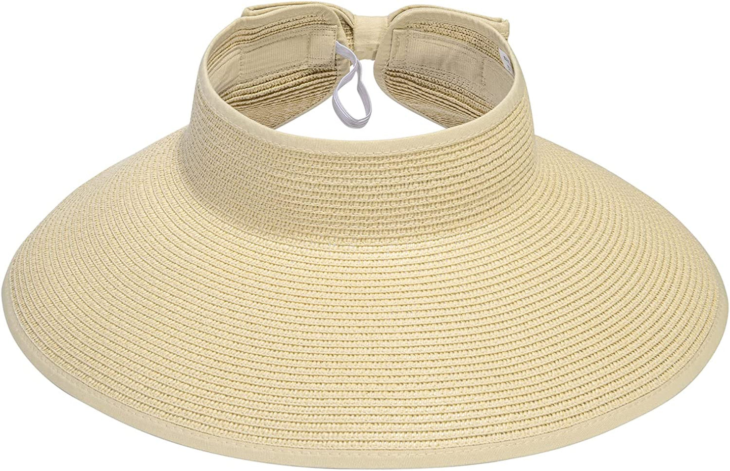 Simplicity Women'S UPF 50+ Wide Brim Roll-Up Straw Sun Hat Sun Visor Apparel & Accessories > Clothing Accessories > Hats Simplicity Off-white  